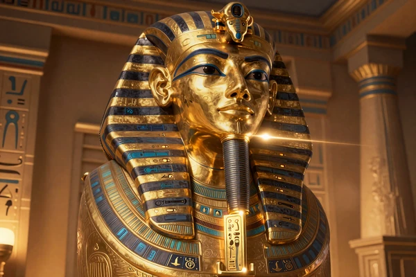 Book of Dead Slot mit alt&auml;gyptischer goldener Grabkammer und leuchtenden Hieroglyphen bei Casoola Casino