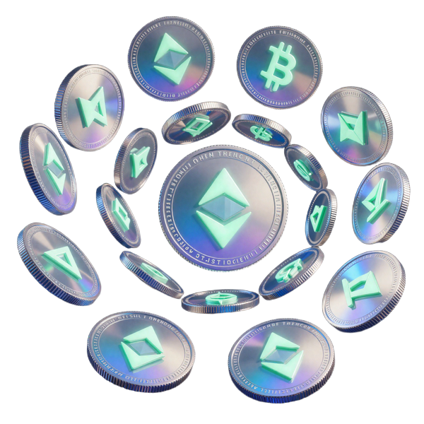 Holographische Kryptow&auml;hrungs-M&uuml;nzen als leuchtende Discs im Spiralformat bei Casoola Casino
