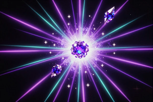 Starburst XXXtreme Slot mit kosmischer Edelstein-Explosion in Neon-Lila und Cyan bei Casoola Casino