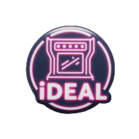 iDEAL Logo als neonbeleuchtetes holographisches Badge bei Casoola Casino