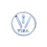 Visa Logo als neonbeleuchtetes holographisches Badge bei Casoola Casino